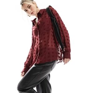 ASOS Burgundy Sheer Blouse